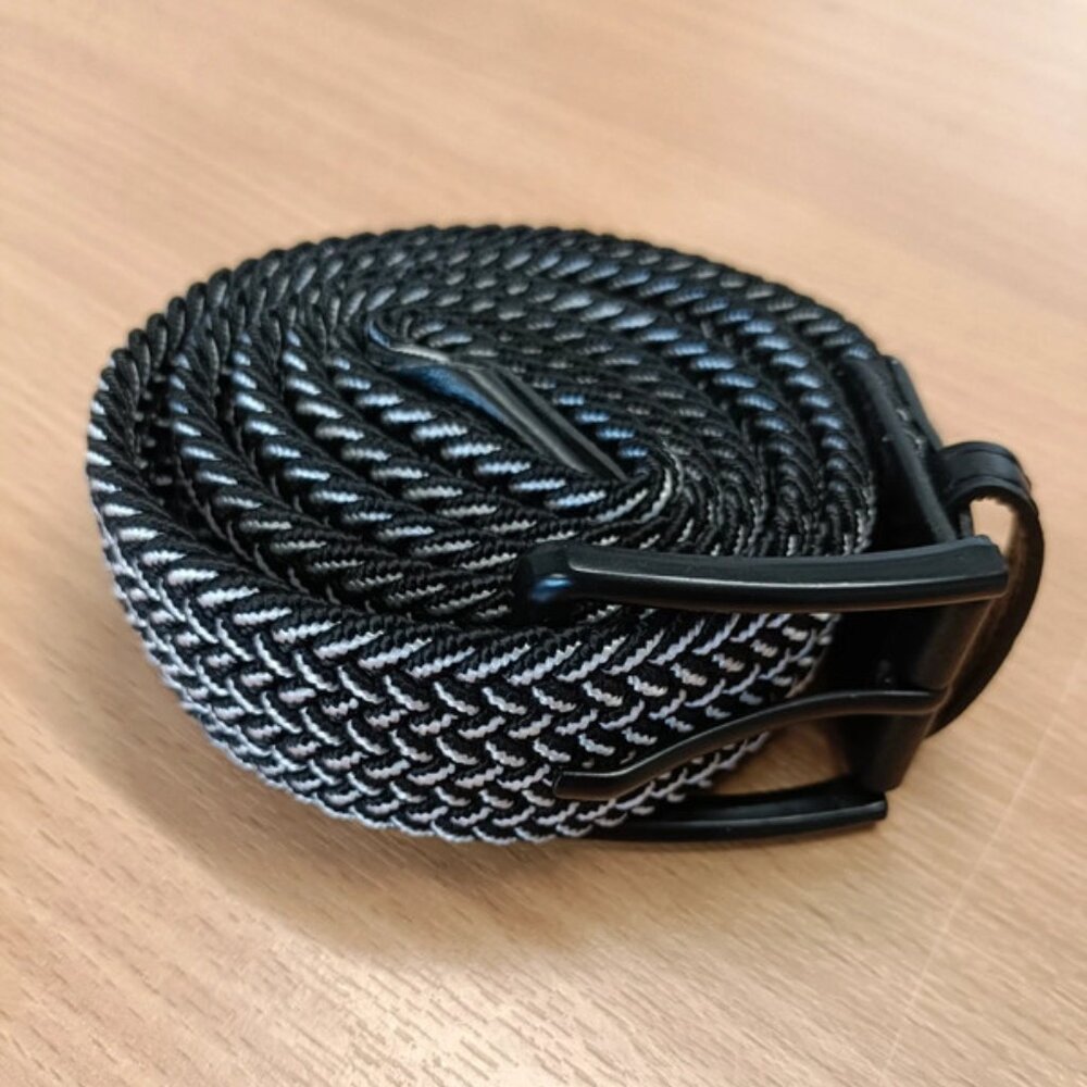 Mens black and white elastic belt